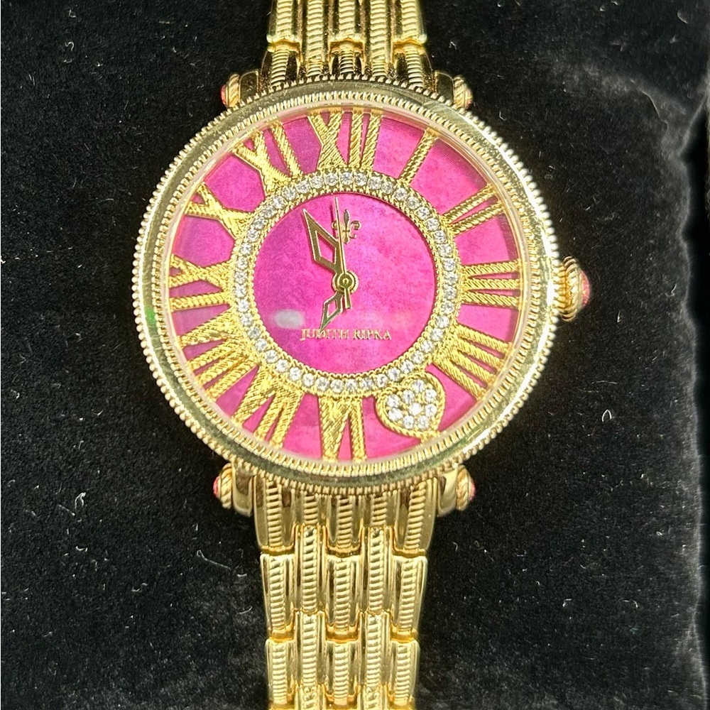 Judith Ripka Pink and yellow gold finish Diamonique stones in mint condition.